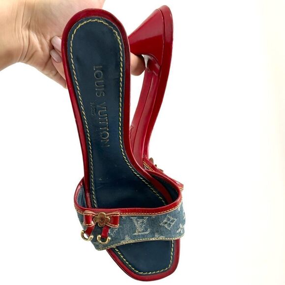 Louis Vuitton Women's Denim with Red Accent Sandal - Picture 6 of 12